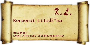 Korponai Liliána névjegykártya